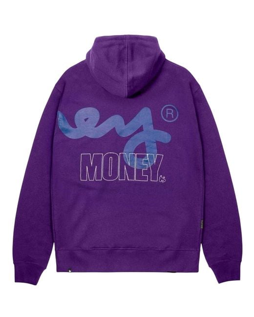 Money Purple Block Stencil Hoodie Cotton