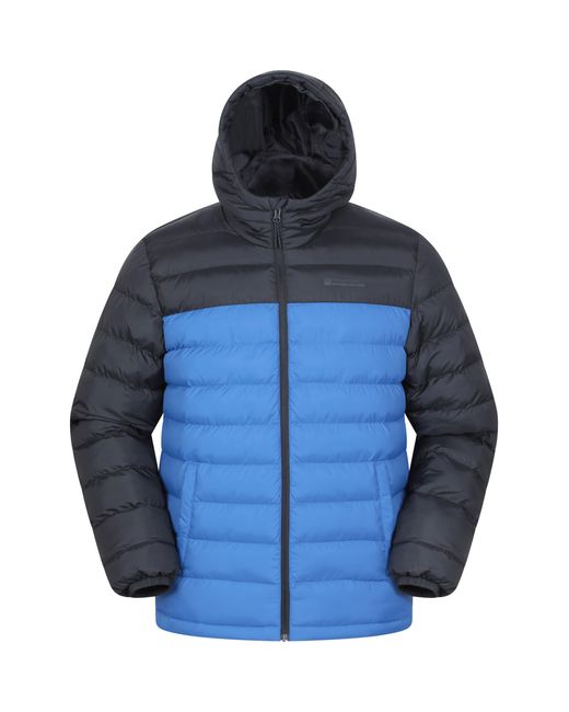 Mountain Warehouse Blue 'Season' Padded Jacket With Side Pockets Water Resistant Warm Coat for men