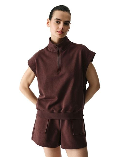 Penti Brown Sleeveless Half-Zip Sweatshirt