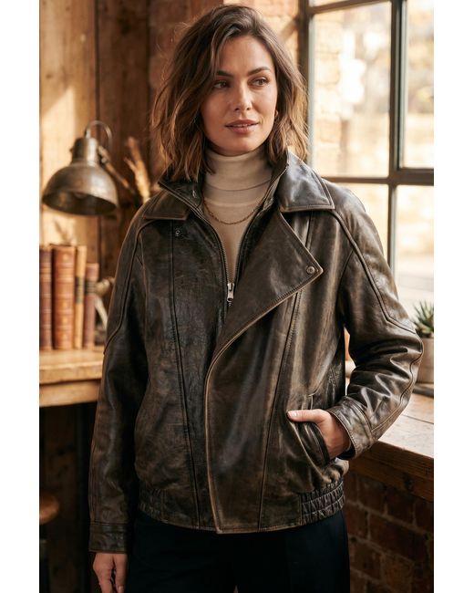 Infinity Leather Black Cow Big Bomber Biker Blouson Oversized Jacket