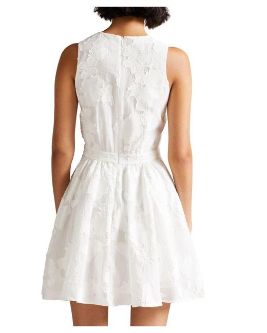 Ted Baker White Maylee Flippy Mini Dress With Neck Tie