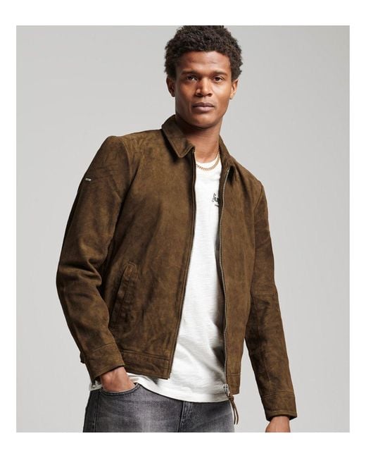 Superdry Indie Coach Suede Jacket in Brown for Men Lyst UK