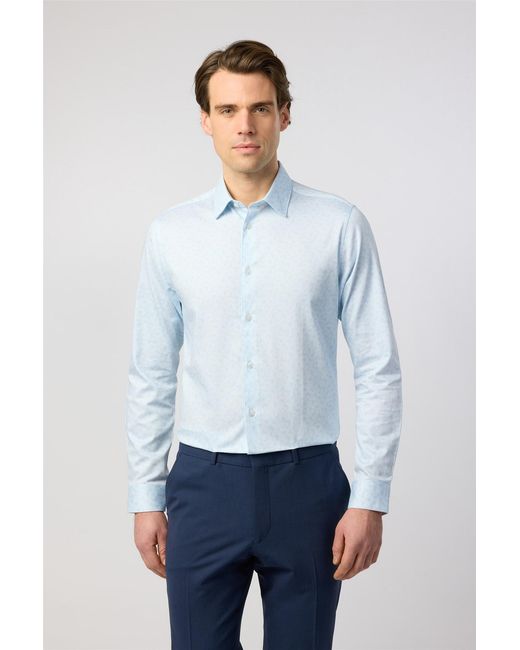 Ted Baker White Long Sleeve Floral Slim Fit Formal Shirt for men
