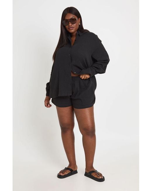 Boohoo Black Plus Elasticated Waist Beach Short
