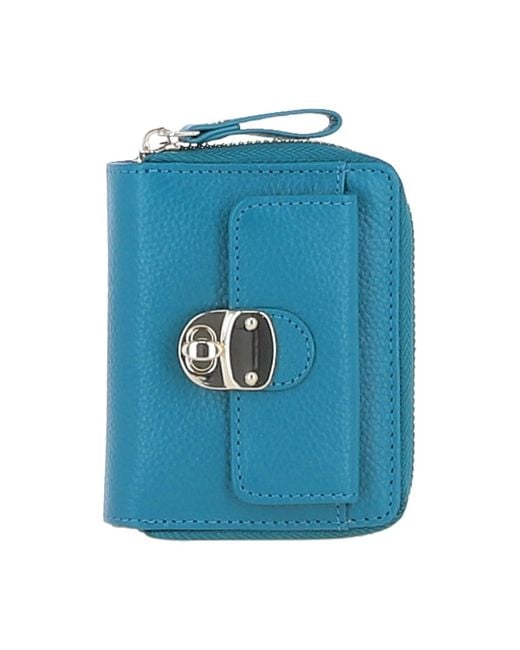 Ashwood Leather Blue Stylish Compact Ladies Purse With Rfid Protection