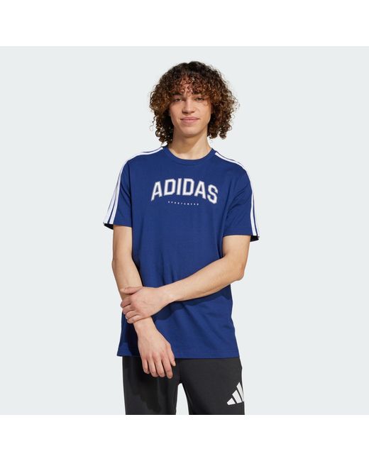 Adidas Blue Codes Collegiate Linear Graphic Tee for men