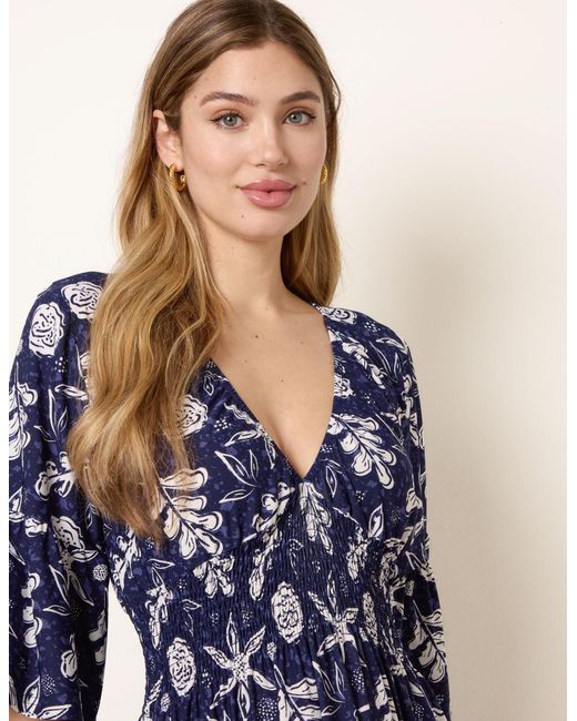 Blue Vanilla Blue Shirred Empire Bust Dress