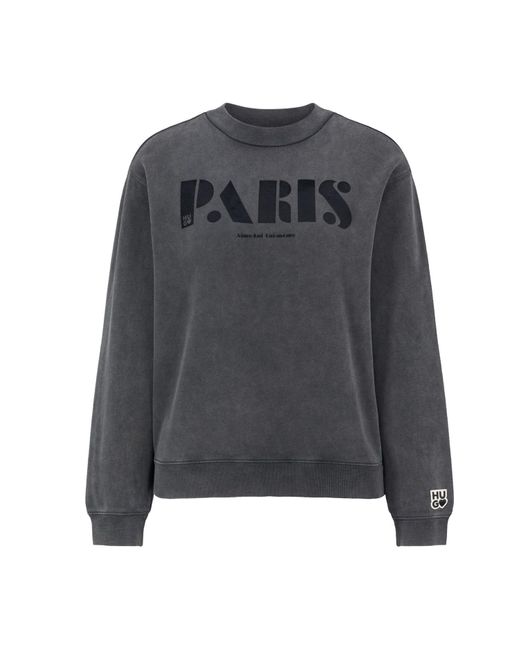 HUGO 's Demorola Sweatshirt In Black in het Gray