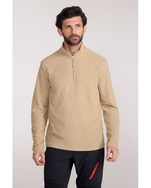 Mountain Warehouse Natural 'Camber Ii' Half Zip Fleece Top Antipill Breathable Casual Winter Sweater for men