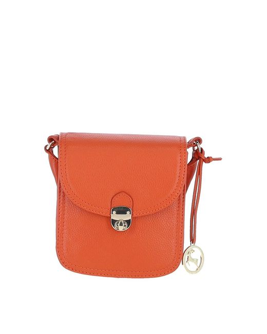 Ashwood Leather Orange Elegant Crossbody Bag With Twist Lock