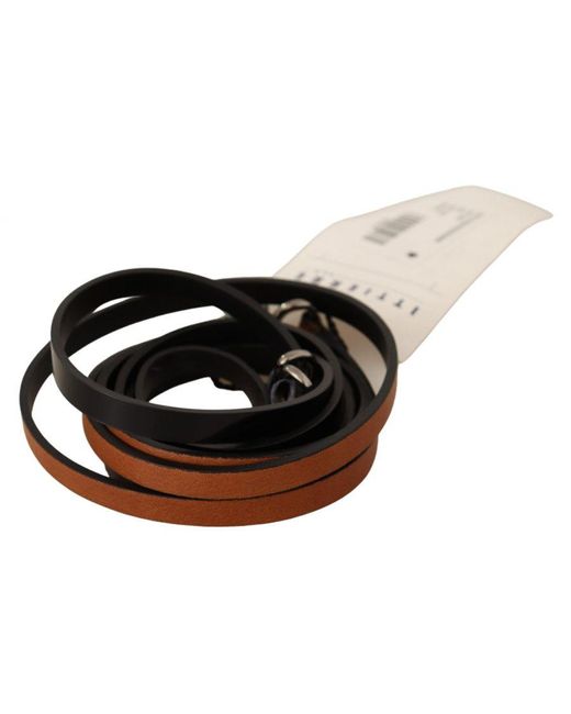 CoSTUME NATIONAL Black Brown Leather Silver Tone Buckle Belt