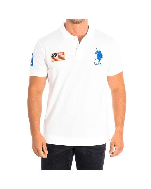 U.S. POLO ASSN. White Jare Short Sleeve With Contrasting Lapel Collar 64777 for men