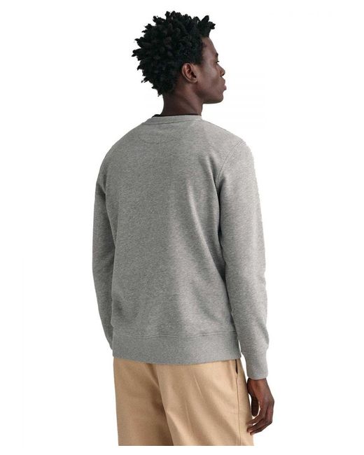 Gant Gray Embroidered Crew Neck Sweatshirt for men