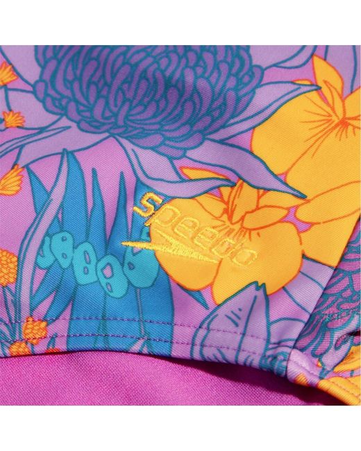Speedo Blue Allover Floral Patterned Swimsuit