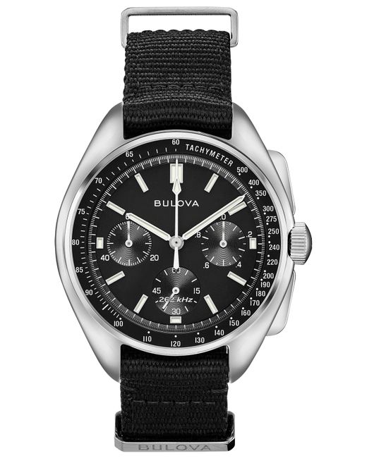 Bulova Black Lunar Pilot Watch 96A225 Nylon for men