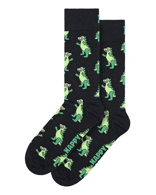 Happy Socks Green Quirky Dinosaur Print Sneaker Socks for men