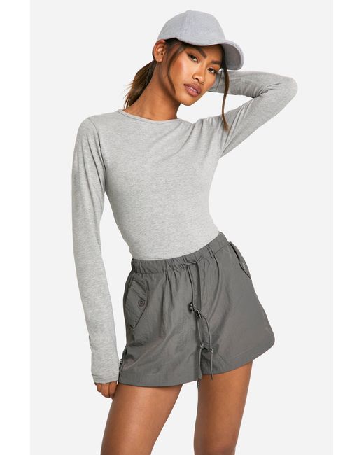 Boohoo Gray Nylon Cargo Short
