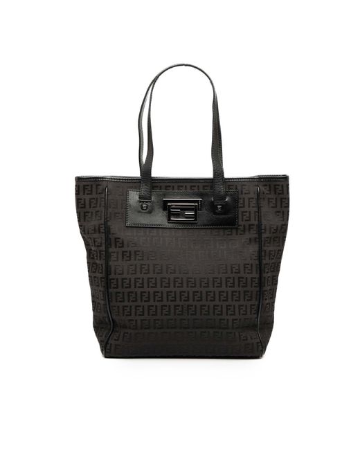 Fendi Black Pre-Owned Zucchino Canvas Tote