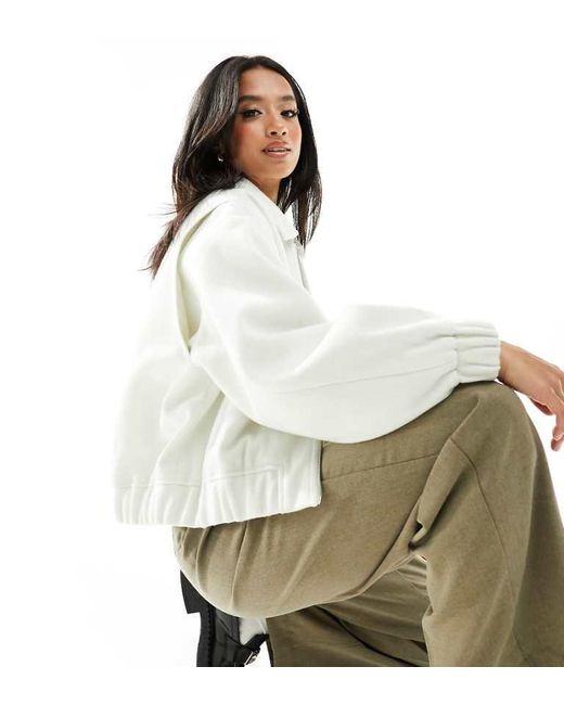 ASOS White Design Textured Bomber Jacket With Collar Detail