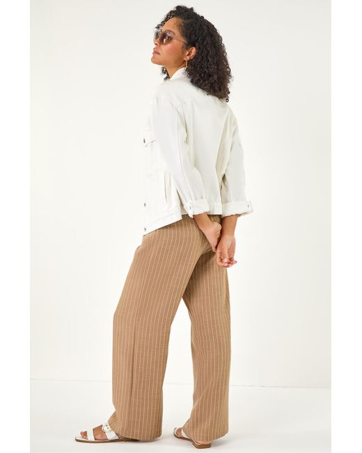 Roman White Stripe Tie Waist Pocket Trouser