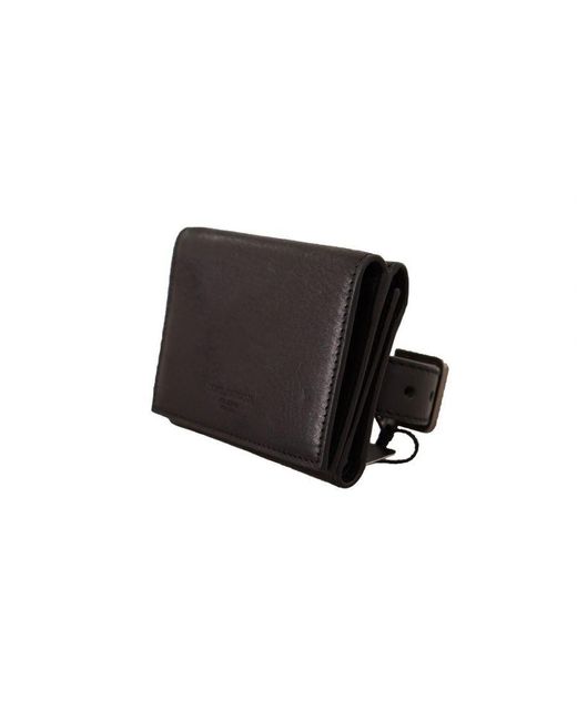 Dolce & Gabbana Black Leather Trifold Purse Belt Multi Kit Wallet