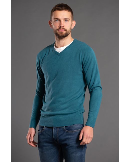 Kensington Eastside Blue V-Neck Long Sleeve Jumper for men