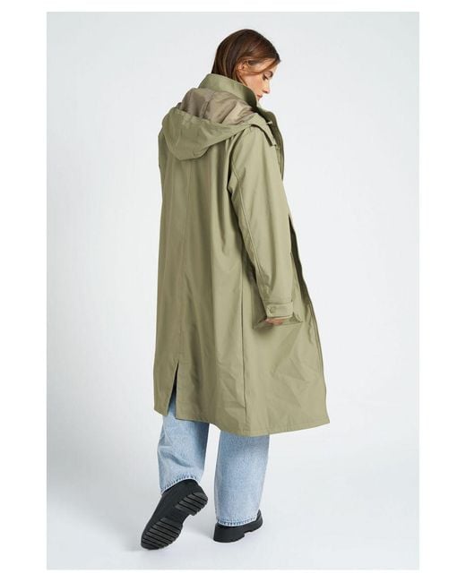 Urban Bliss Hooded Longline Rubberised Raincoat in Green Lyst UK