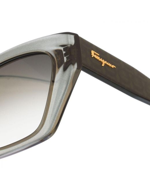 Ferragamo Green Acetate Sunglasses With Cat Eye Shape Sf1043S