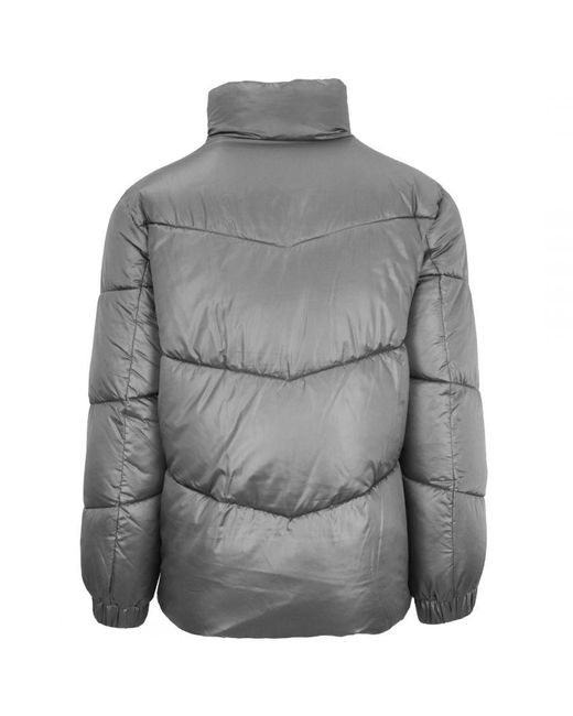 Philipp Plein Gray Bold Vertical Logo Shiny Padded Jacket for men