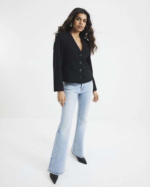 River Island White Bootcut Jeans Petite Mid Rise Cotton