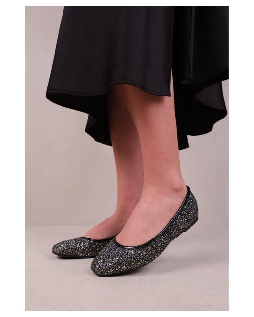 Where's That From Black 'Universe' Pointe Ballerina Slip On Shoes