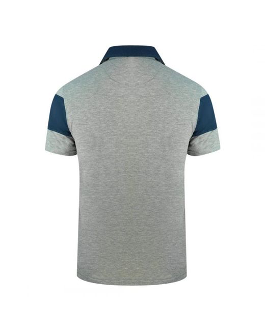 Aquascutum Blue Colour Block Aldis Crest Chest Logo Polo Shirt Cotton for men