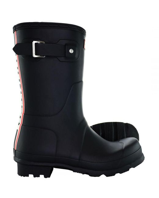 Hunter Black Backstrap Short Weellington Boots for men