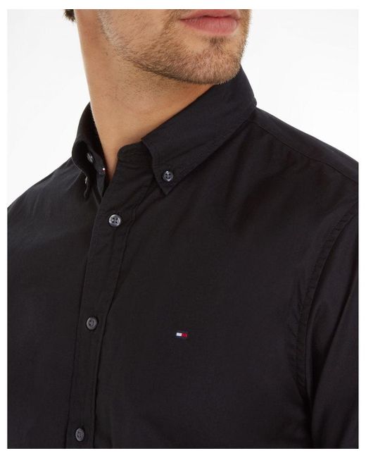 Tommy Hilfiger Black Flex Poplin Shirt for men