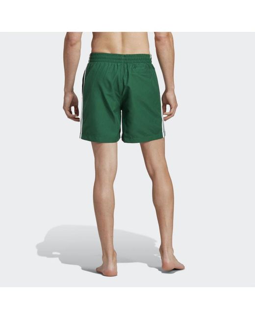 Adidas Originals Green Adicolor 3-Stripes Swim Shorts for men