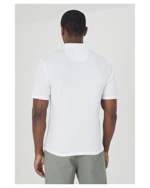 Brave Soul White 'Karo' Short Sleeve Polo Shirt for men