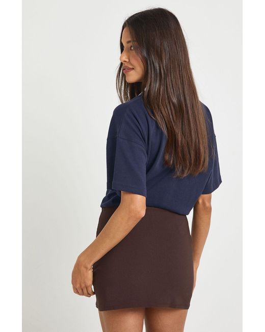 Boohoo Blue Split Front Mini Skort