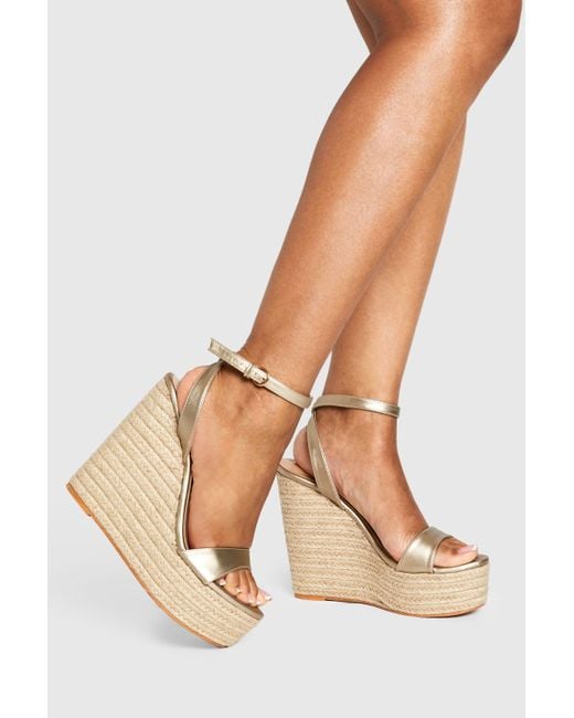 Boohoo Wide Fit Metallic Barely There High Wedge