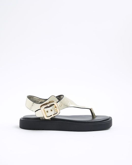 River Island White Thong Sandals Toe Pu