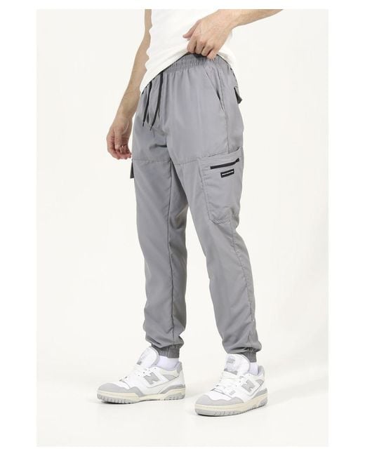 Good For Nothing Gray Mid Cuffed Cargo Trousers for men