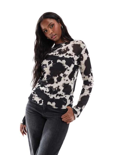 Object Blue Long Sleeve Mesh Top