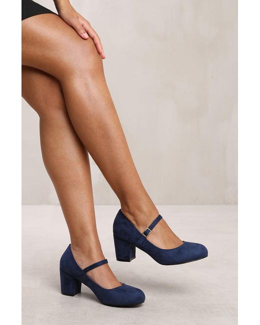 Where's That From Blue Wheres 'Eben' Block Heel Mary Jane Pumps