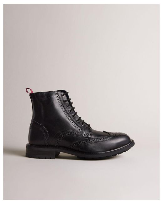 Ted Baker Black Wadelan Lace Up Leather Boot for men