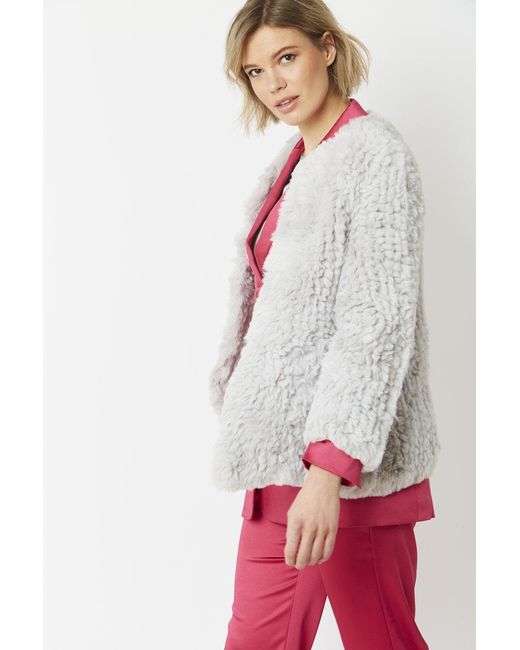 Jayley White Hand Knitted Faux Fur Jacket