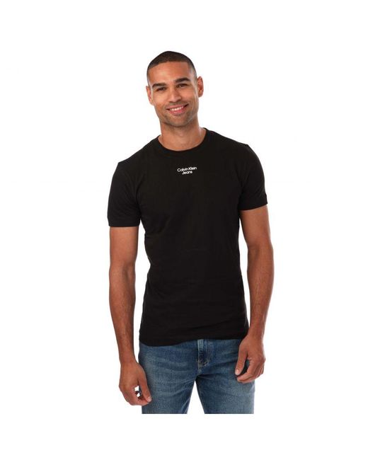Calvin Klein Slimfit T-shirt Van Biologisch Katoen Met Logo Voor , Zwart in het Black voor heren