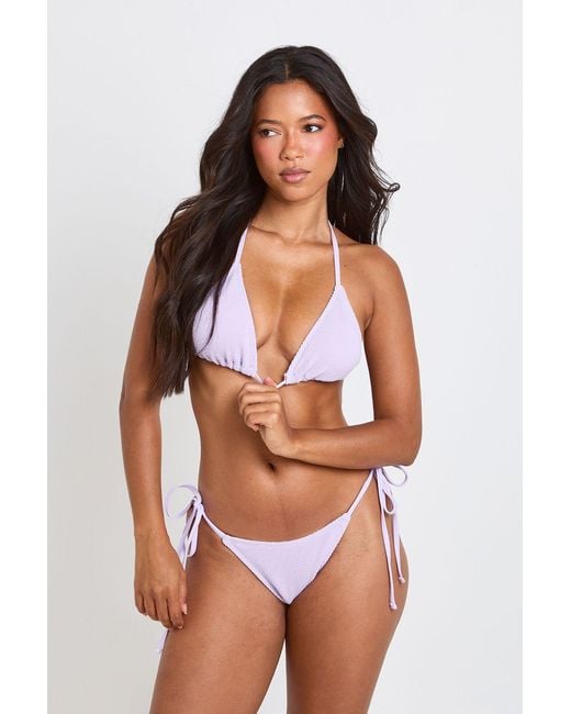 Boohoo White Textured Triangle Bikini Top