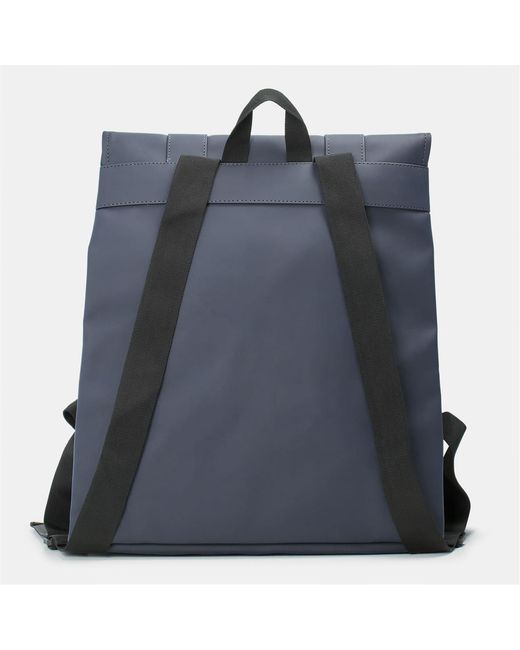 Rains Blue Accessories Msn Rectangle Shaped Backpack With Embossed Logo