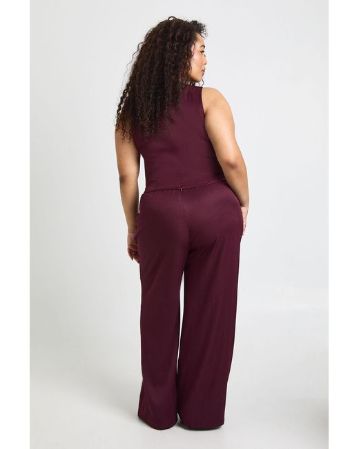 Boohoo Red Plus Pleated Front Wide Leg Trousers