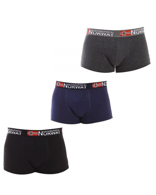 GEOGRAPHICAL NORWAY Blue Pack-3 Boxers for men
