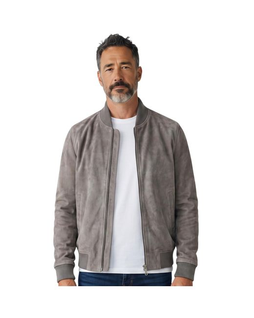 Infinity Leather Gray Goat Suede Ma-1 Bomber Jacket-Antalya for men